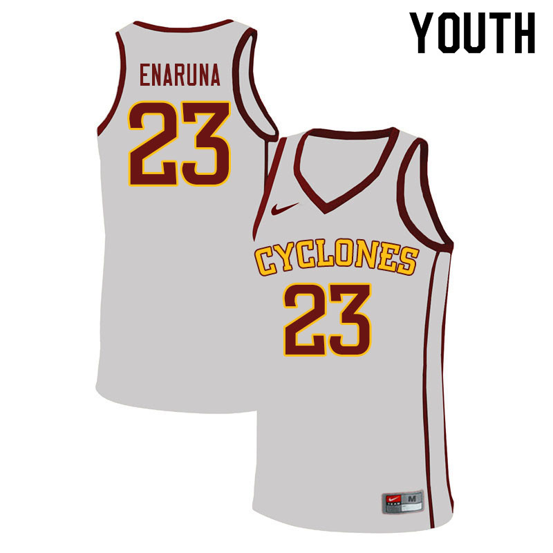 Youth #23 Tristan Enaruna Iowa State Cyclones College Basketball Jerseys Sale-White - Click Image to Close